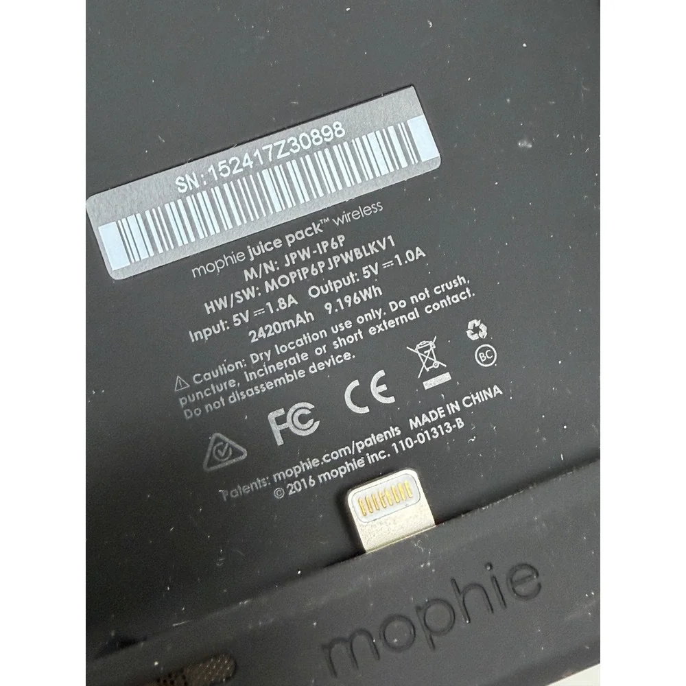 Mophie Juice Pack Wireless Battery Case for iPhone 6 Plus 6s Plus Black JPW-IP6P
